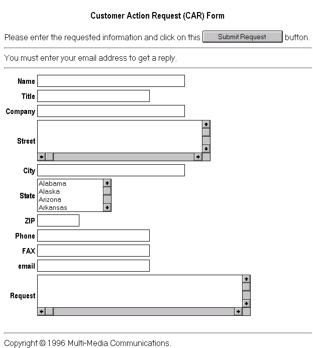 CAR Input Form